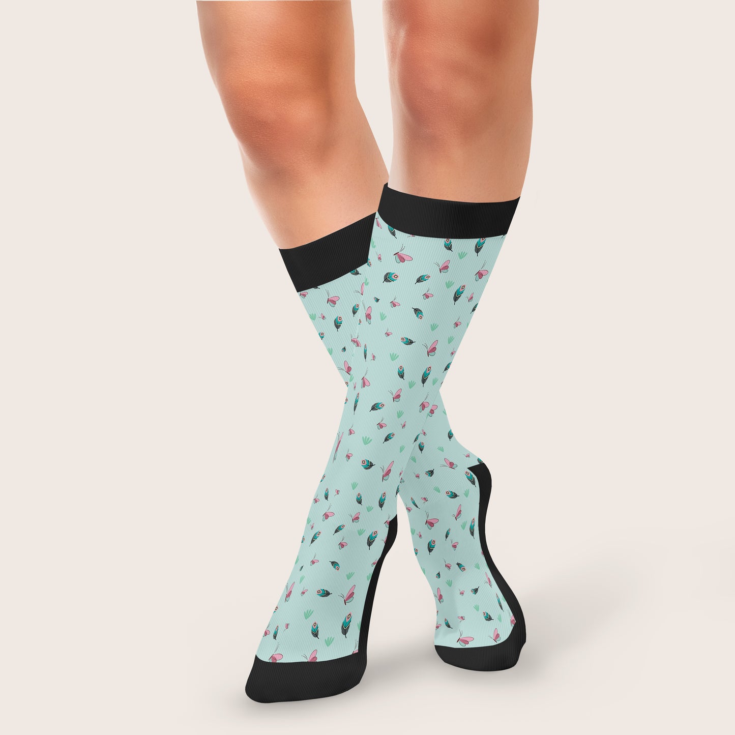 Blue Butterfly Diabetic Socks Long