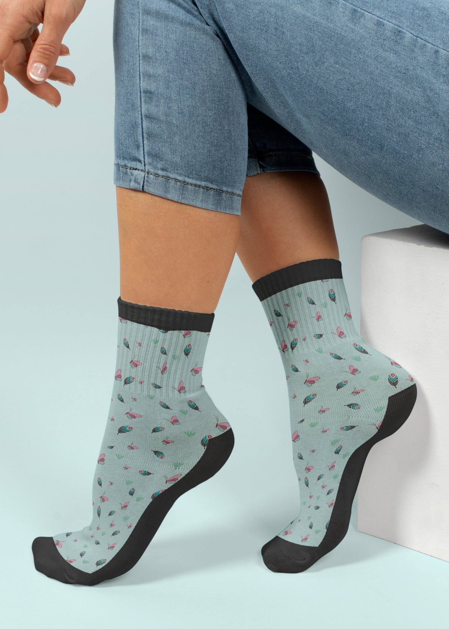 Blue Butterfly Diabetic Socks