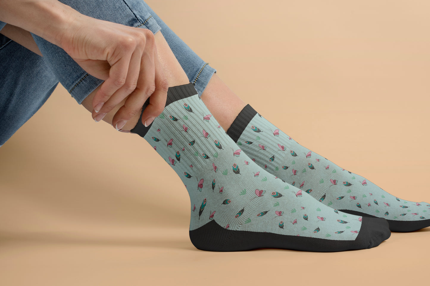 Blue Butterfly Diabetic Socks