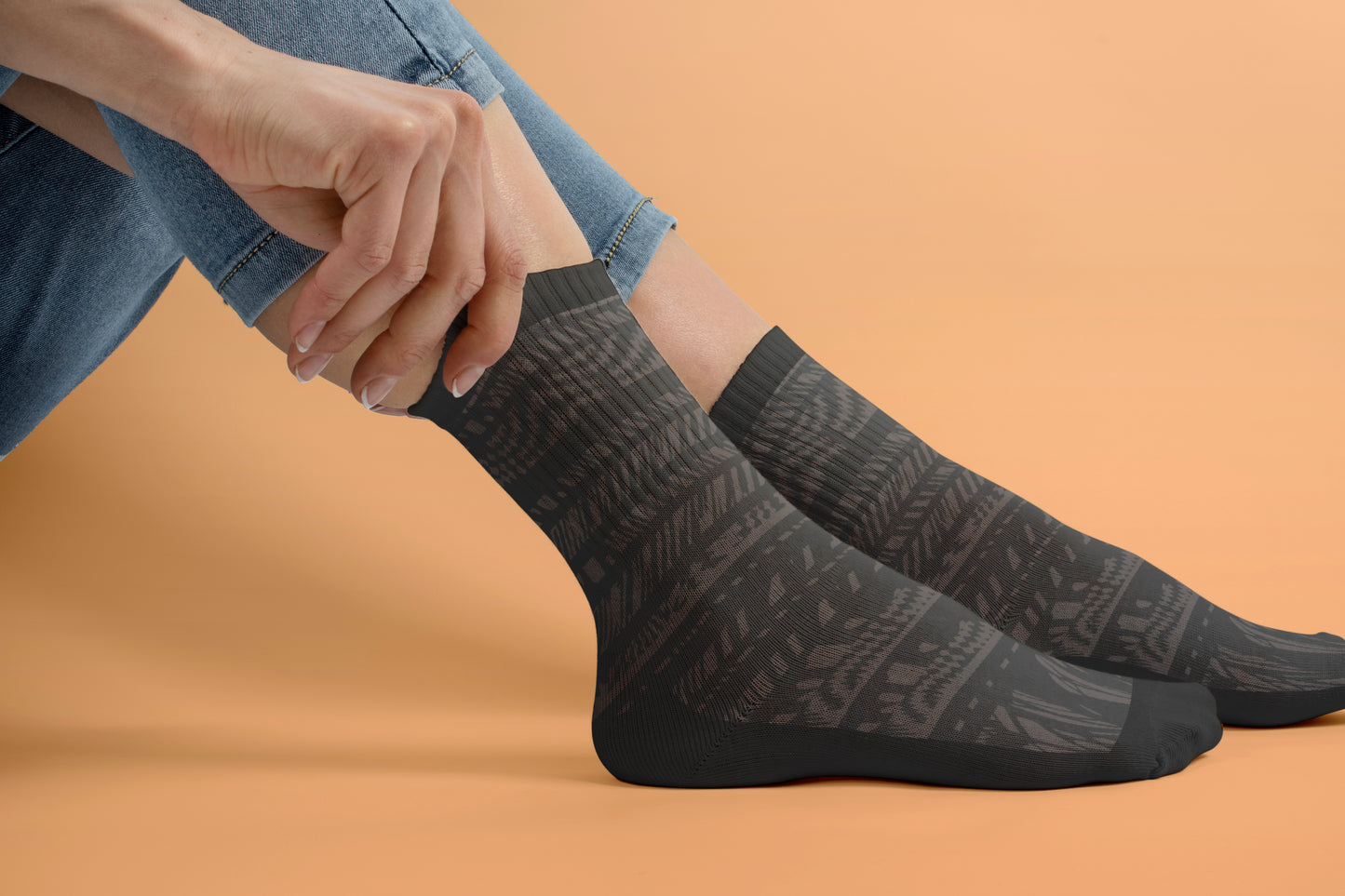 Gray Printed Unisex Diabetic socks