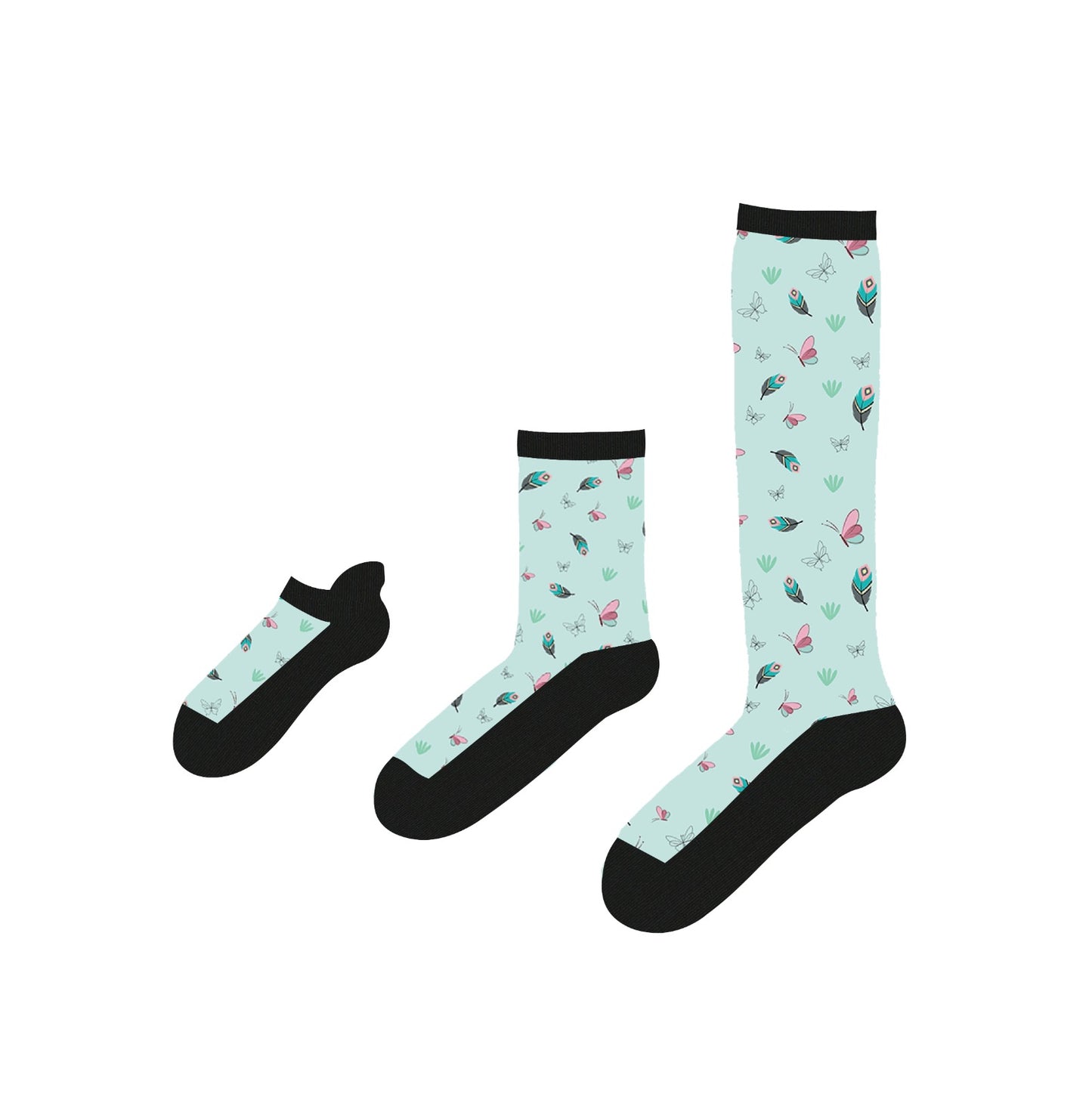 Blue Butterfly Diabetic Socks