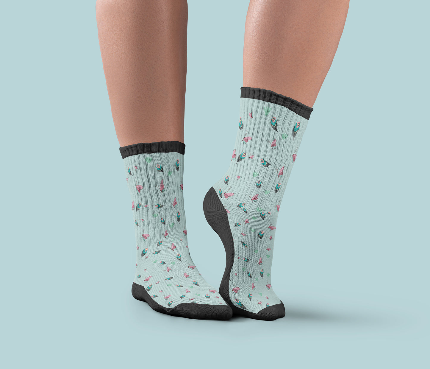 Blue Butterfly Diabetic Socks
