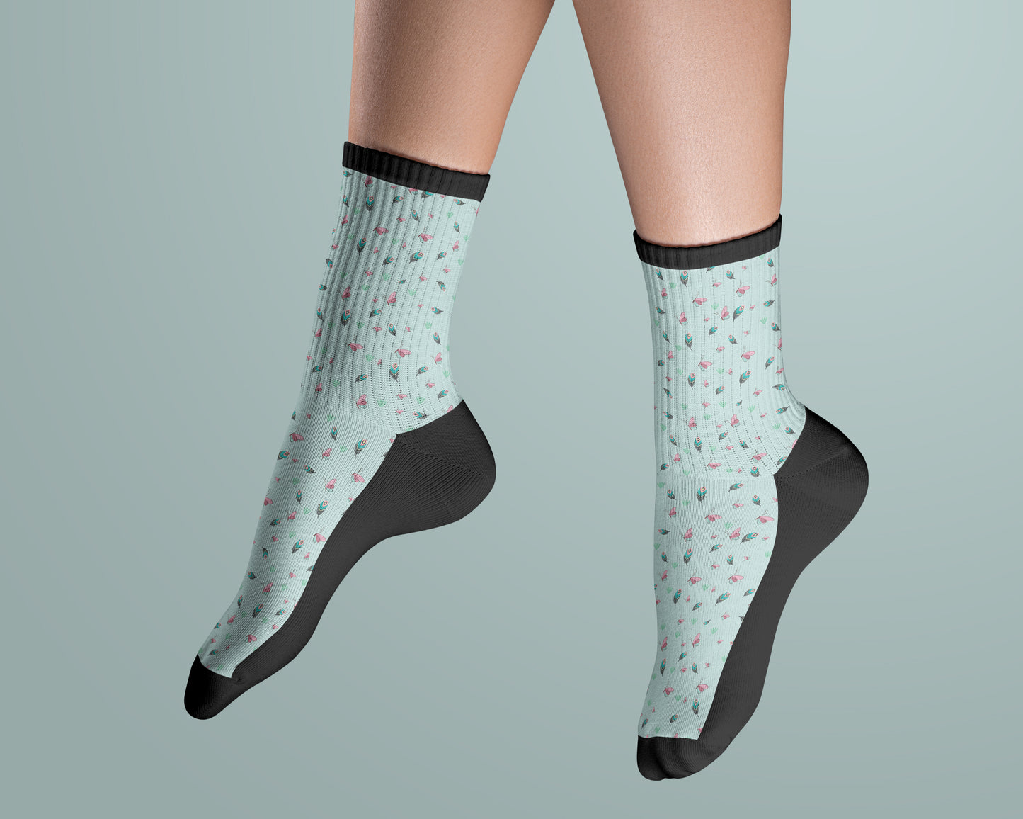 Blue Butterfly Diabetic Socks