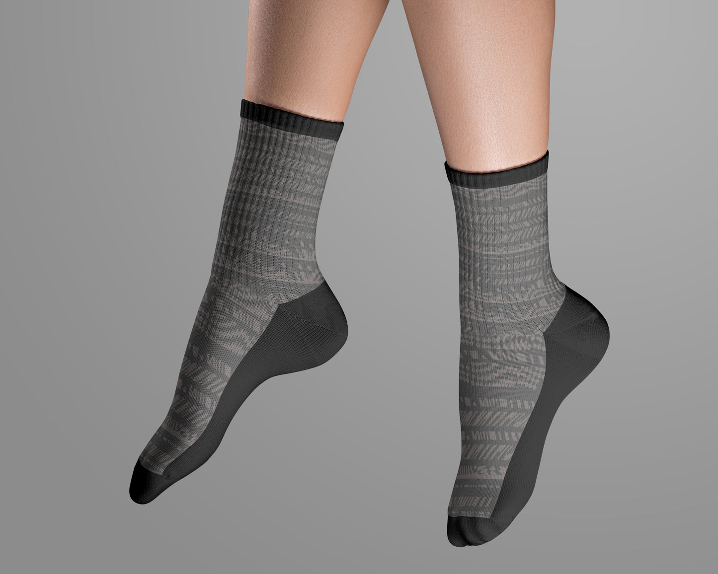 Gray Printed Unisex Diabetic socks