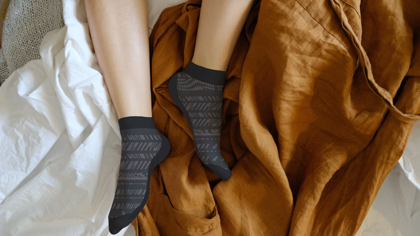 Gray Printed Unisex Diabetic socks