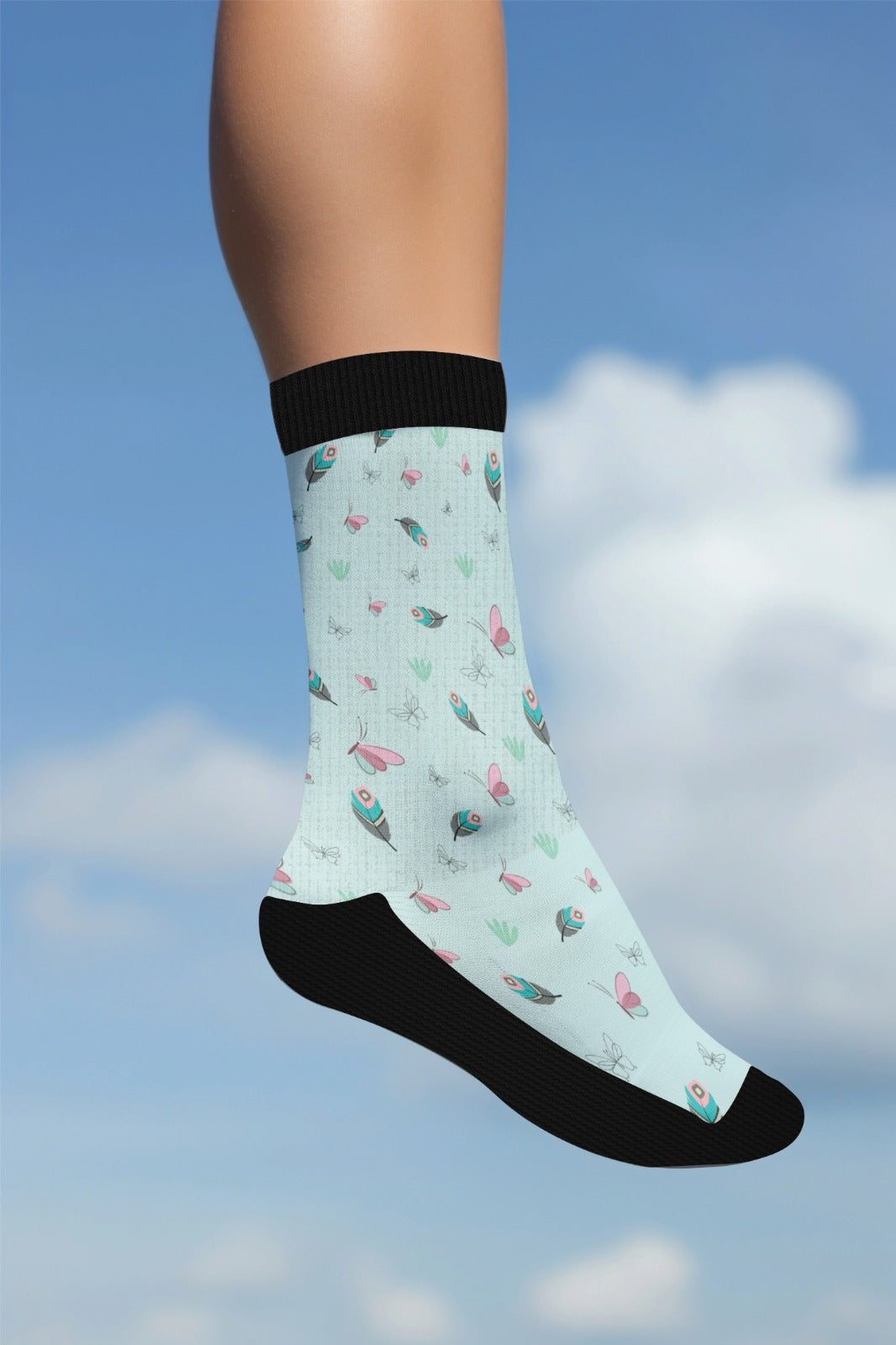 Blue Butterfly Diabetic Socks