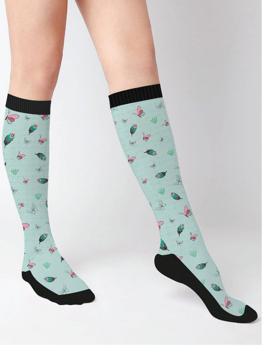Blue Butterfly Diabetic Socks Long