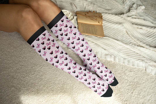 Butterfly Pink Diabetic Socks Long