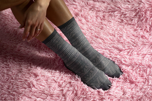 Gray Printed Unisex Diabetic socks Long